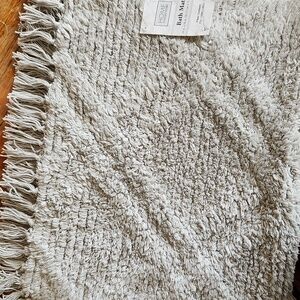 Boho Bath Mat Rug with Tassels Gray Cotton
